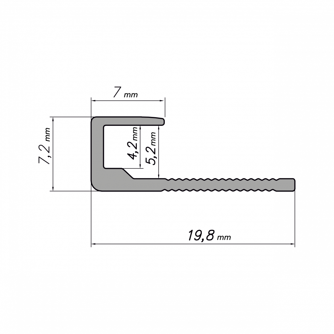 Modee WALL END seinakatte lõpetusprofiil – Titanium A3 – 2,8 m - Pilt 2